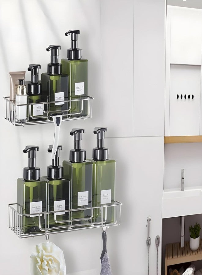 Boniry 1 PCS Bathroom Self-Adhesive Organiser with Towel Holder Bathroom Accessories Wall Mount Stainless Steel Self Adhesive Bathroom Shelf for Wall Shelf Storage Basket (30L*12W*6H CM, Silver) - Image 3